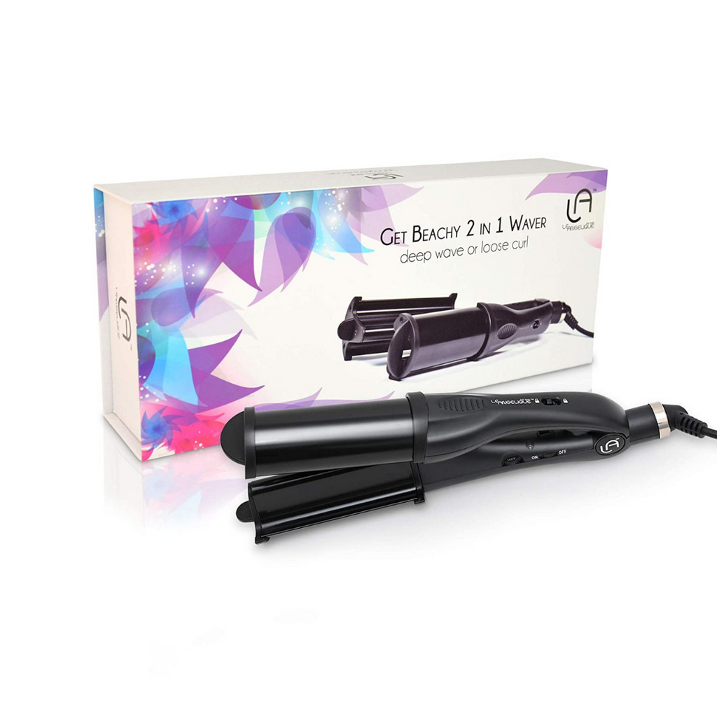 Deep wave hair crimper in front of  bright box.