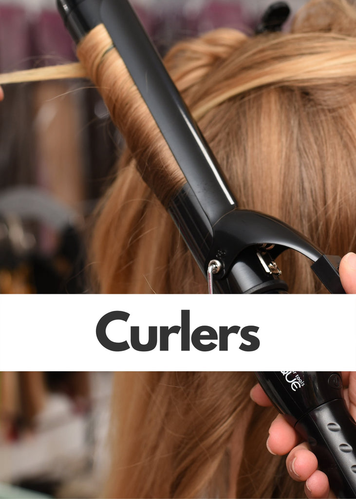 Close up model having their hair curled with a Le Angelique clip curling wand.