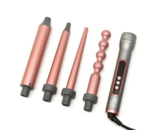 5-in-1 Interchangeable Ceramic Curling Wand Set | Professional Hair Curler | Le Angelique