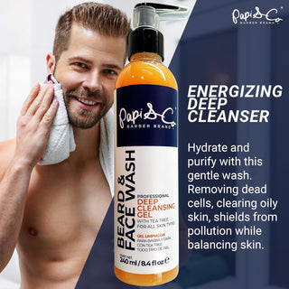 Papi & Co. Beard & Face Wash | Deep Cleansing Gel for Men