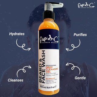 Papi & Co. Beard & Face Wash | Deep Cleansing Gel for Men