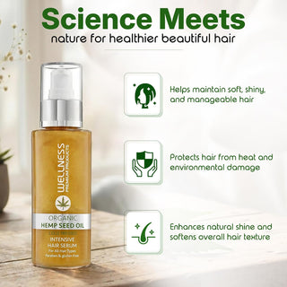 Wellness Hemp Seed Oil Hair Serum | Heat Protectant & Anti-Frizz 100ml