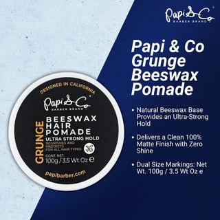 Papi & Co. BeesWax Hair Pomade | Firm Flexible Hold for Men