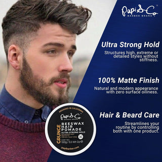 Papi & Co. BeesWax Hair Pomade | Firm Flexible Hold for Men