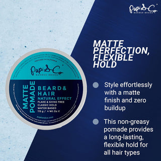 Papi & Co. Matte Pomade | High Hold Water-Based Pomade for Men