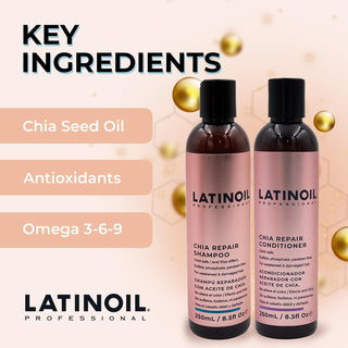 Latinoil Chia Repair Shampoo & Conditioner Set | Color-Safe Hair Care Duo
